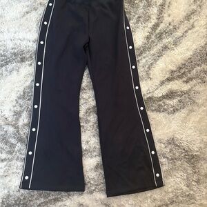Stylish Black  Flared Pants with White Accents